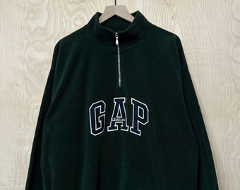 Vintage Gap Athletic Green Polyester Fleece Half Zip Pullover Sweatshirt size XXL