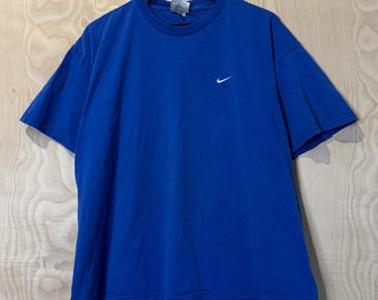 Vintage Nike Stitched Swoosh Logo Blue T Shirt size XL