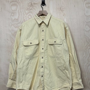 Vintage Gander Mountain Yellow Cotton Flannel Long Sleeve Button Up Shirt size Large
