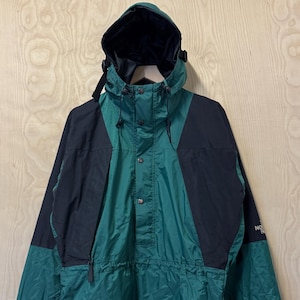 Vintage The North Face Goretex Mountain Light Green Black Half Zip Anorak Pullover Jacket size Small