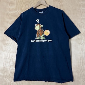 Vintage Y2K Don’t Swallow Your Gum Monkey Art Funny Graphic Navy Blue T Shirt size XL
