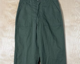 Vintage 70s USA Military OG 507 Green Cotton Polyester Trouser Pant