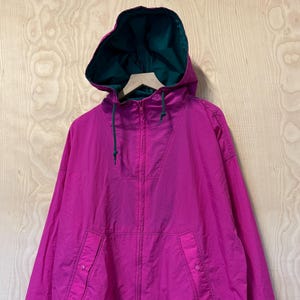 Vintage 90s Gap Hot Pink Zip Up Hooded Windbreaker Jacket size XL
