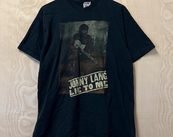 Vintage 90s Jonny Lang Lie to Me Graphic Black Cotton T Shirt Size