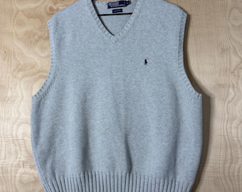 vintage Polo Ralph Lauren gris coton pull sans manches taille XXL