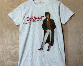 Vintage Rod Stewart Vagabond Heart Tour Double Sided Graphic White T Shirt