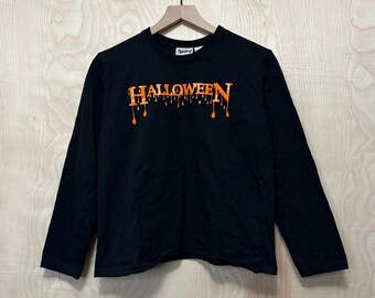 Vintage Y2K Girl Rebel Halloween Spell Out Black Cotton Longsleeve T Shirt size Women’s Medium