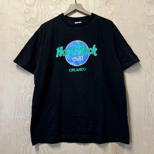 Vintage 90s Hard Rock Cafe Orlando Logo Graphic Black Cotton T Shirt size XL Made in USA