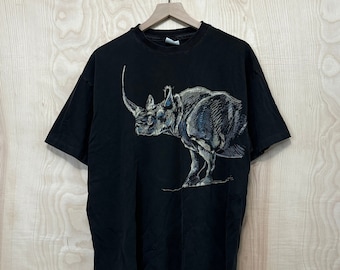 90年代ヴィンテージ サイアート 両面グラフィック ブラック コットン Tシャツ サイズ XL