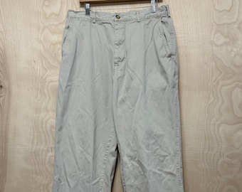 Vintage Y2K Struktur Tan Cotton Plissee Khaki Hose Größe 36 x 32