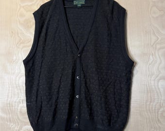 Vintage Croft And Barrow Diamond geruit bruin acryl wol button-up vest gebreide trui vest maat Large Tall