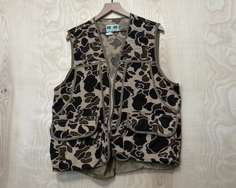 Vintage 90s Gamehide Duck Hunting Camo Vest Mens S Cotton Canvas