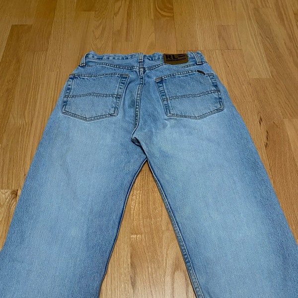 Vintage Y2K Polo Jeans Co Ralph Lauren Light Medium Wash Easy Fit Denim Blue Jean size 29 x 30