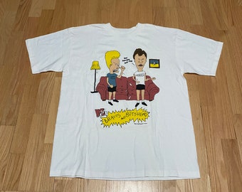 Vintage 90s Beavis And Butthead Stanley Desantis White Cotton T Shirt size Large