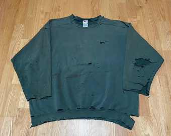 Vintage 90s Nike Distressed Green Tonal Stitched Swoosh