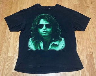 Vintage 90s The Doors Jim Morrison Portrait Black Single Stitch Cotton Short Sleeve T Shirt size XL