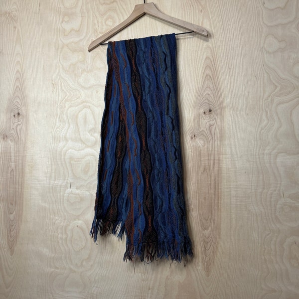 Vintage Aklanda Coogi Style Stripe Wool Scarf
