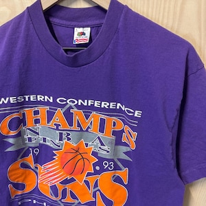 Vintage Phoenix Suns 1993 Western Conference Champions Graphic Purple Cotton T Shirt size Large