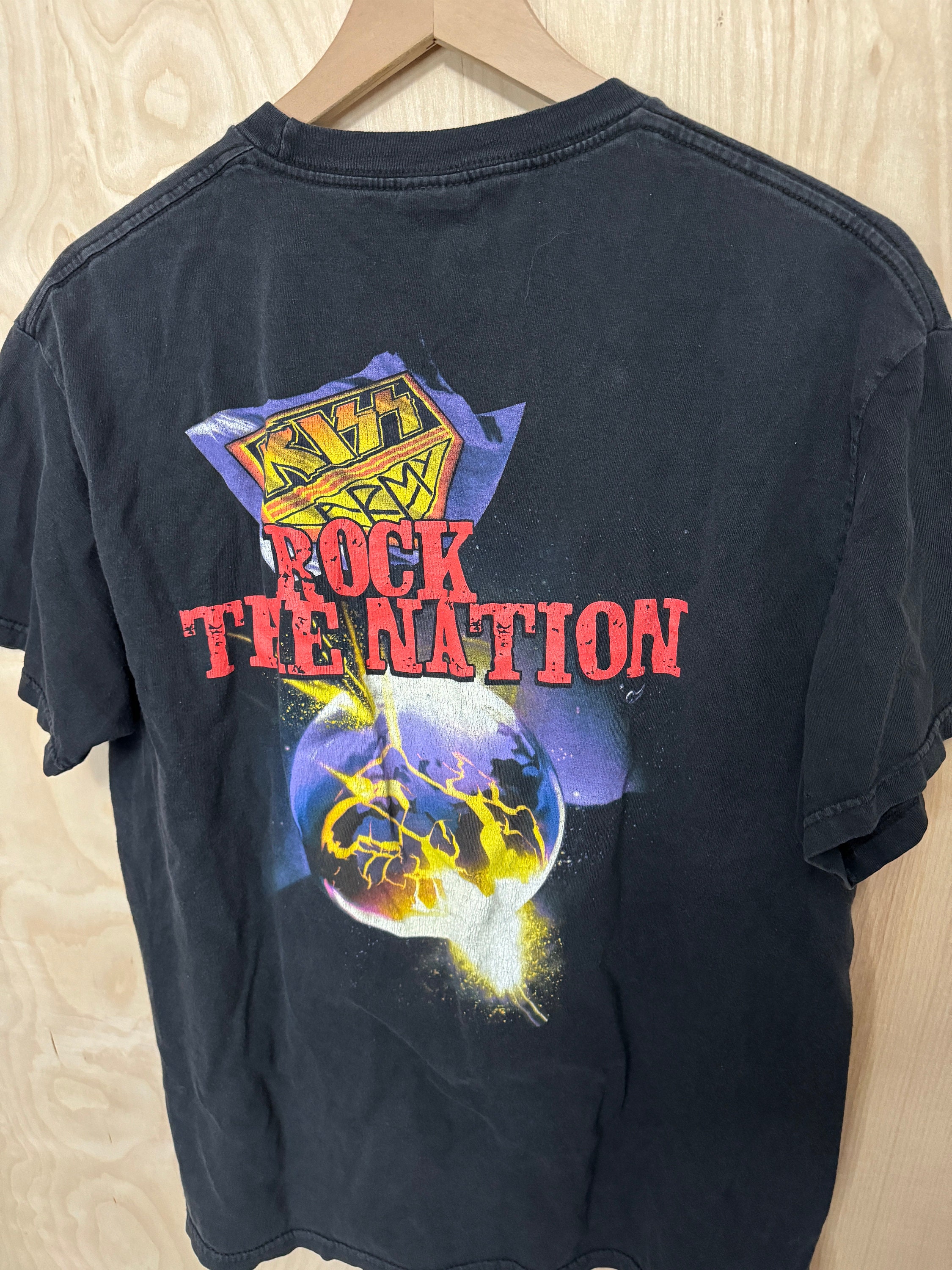 Vintage Y2K KISS Rock the Nation Double Sided Black Cotton T Shirt 