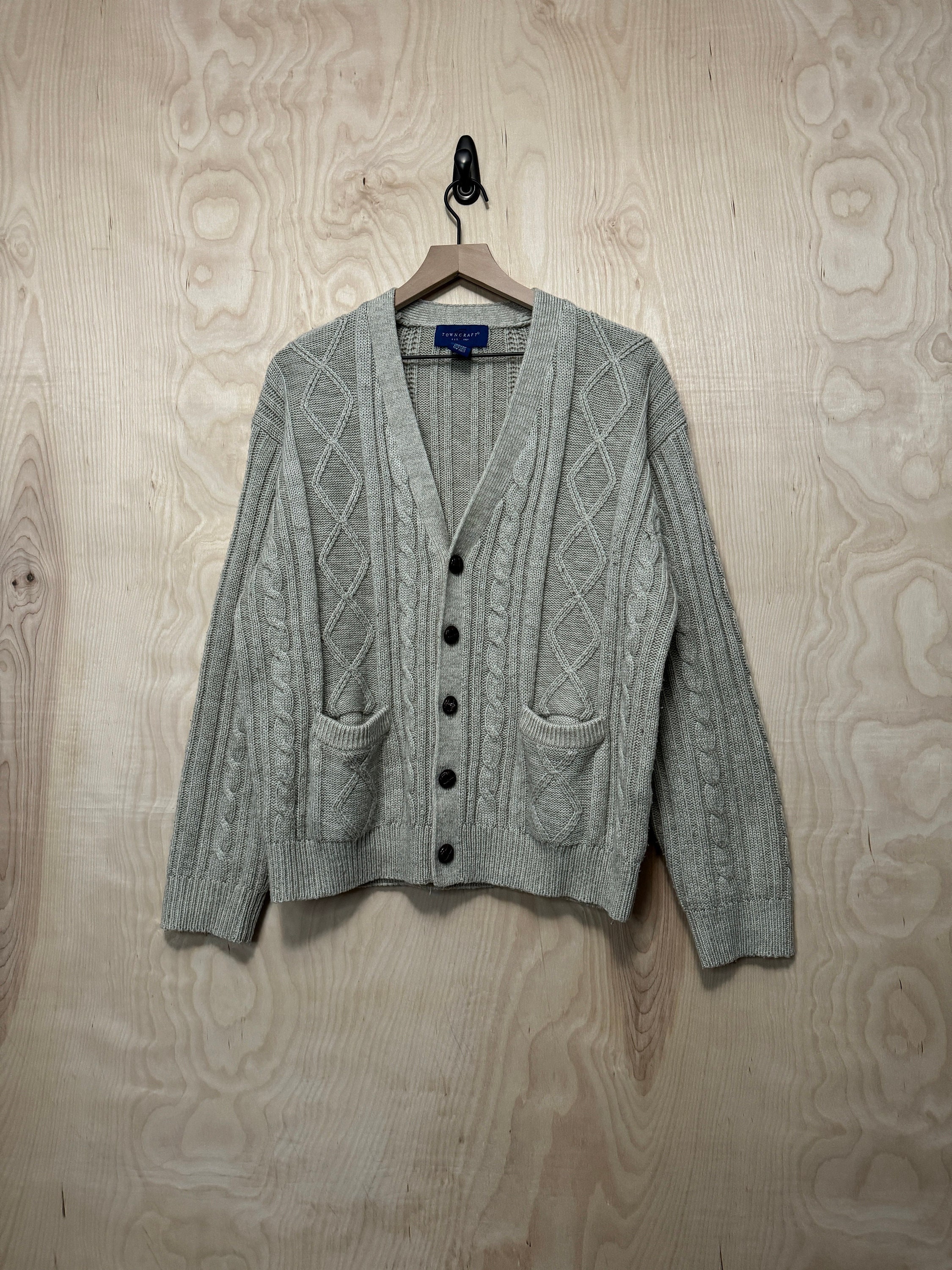 Vintage Towncraft Tan Acrylic Cable Knit Button up Cardigan Vintage Towncraft Tan Acrylic Cable Knit Button up Cardigan