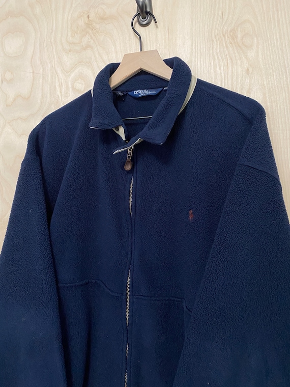 POLO RalphLauren★EURVintage・ハリントンNavy/ L Vintage Polo Ralph Lauren Navy Blue Fleece Zip up Harrington