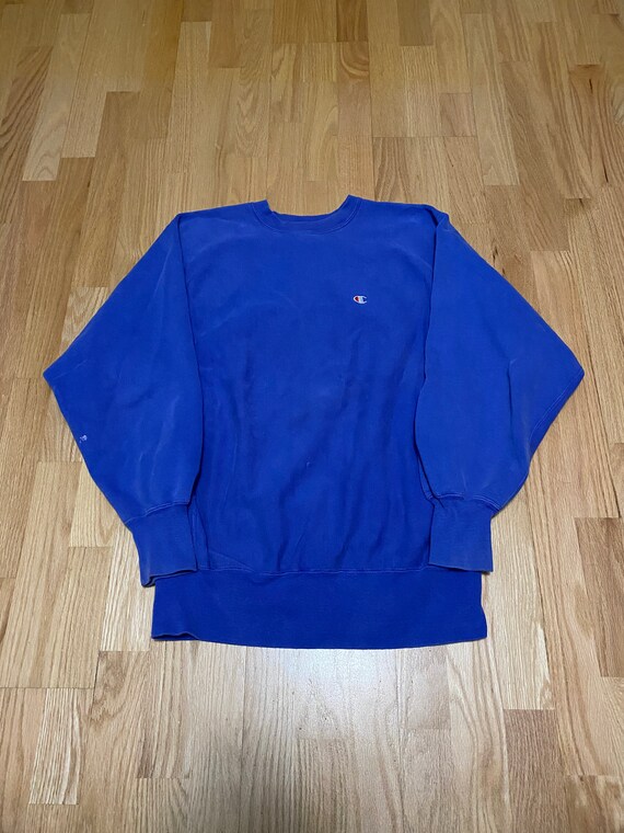 Vintage 90s Champion Reverse Weave Embroidered C Logo Blue