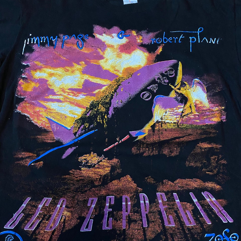 Vintage 90s Jimmy Page Robert Plant Led Zeppelin World Tour T Shirt sold by  Damyan Orange Palpatine, SKU 12576471