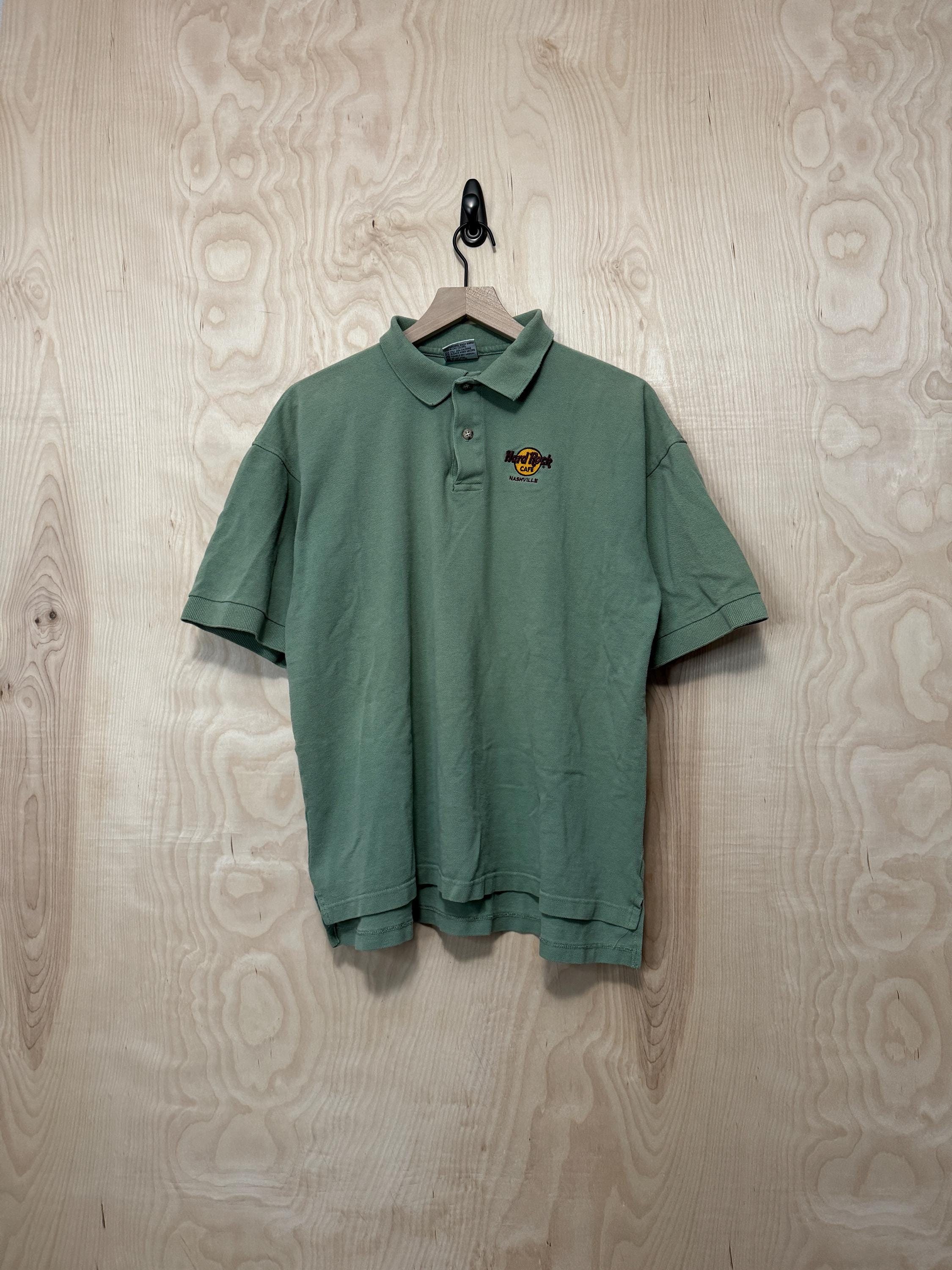 Vintage Hard Rock Cafe Nashville Logo Green Cotton Short Sleeve