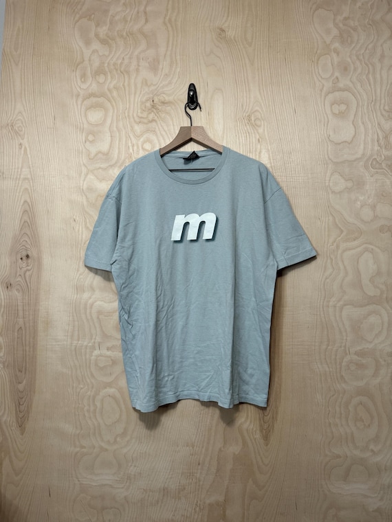Vintage Y2K Mossimo M Spell Out Double Sided Graphic Blue Cotton T