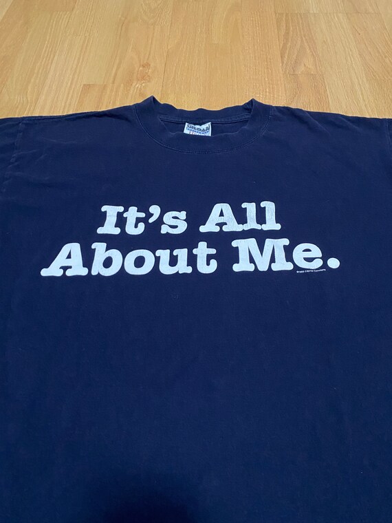 Vintage 90s "It's All About Me" Spell Out Navy Bl… - image 2