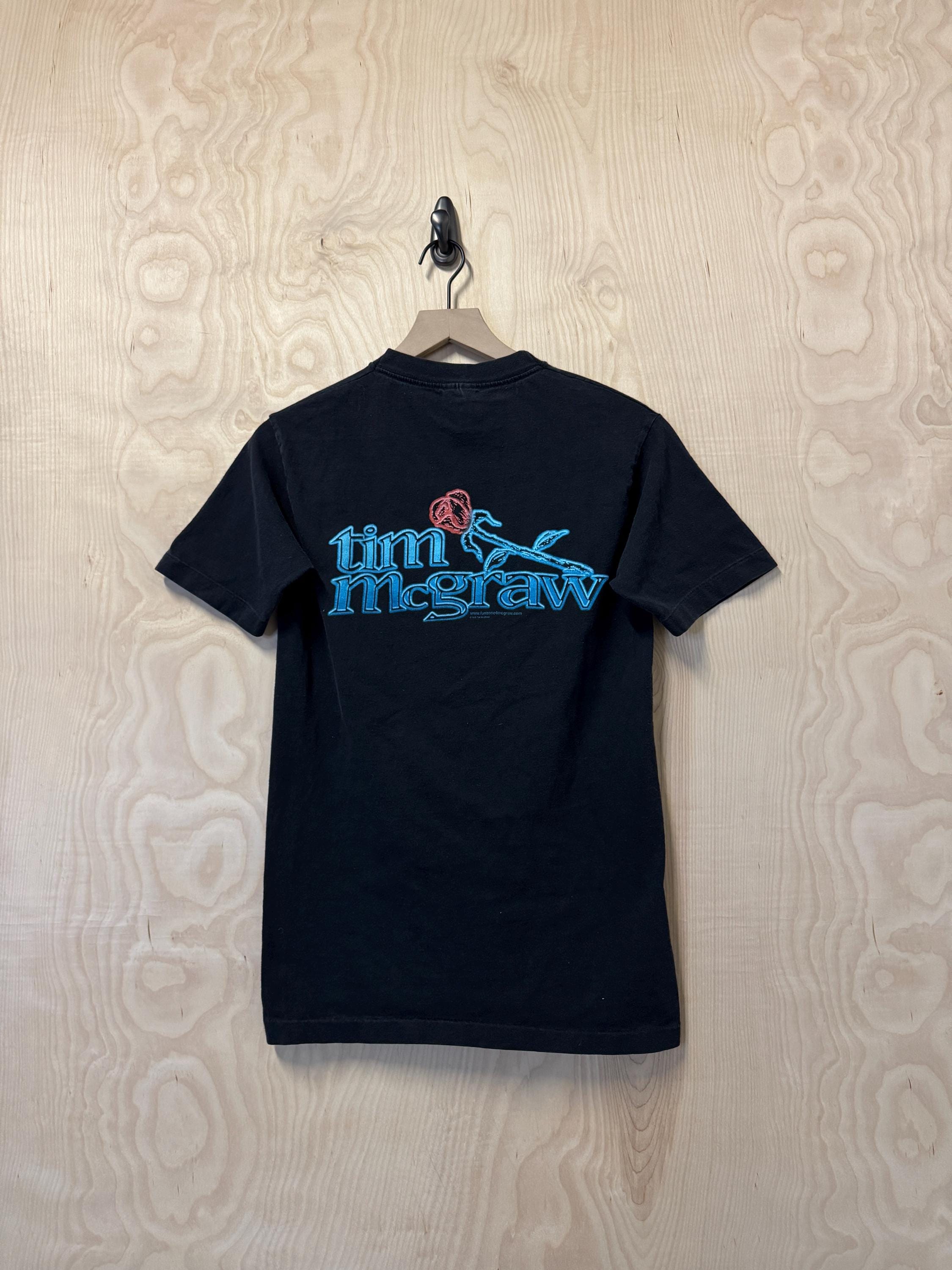 Vintage 90s Tim Mcgraw Double Sided Graphic Black Cotton T Shirt