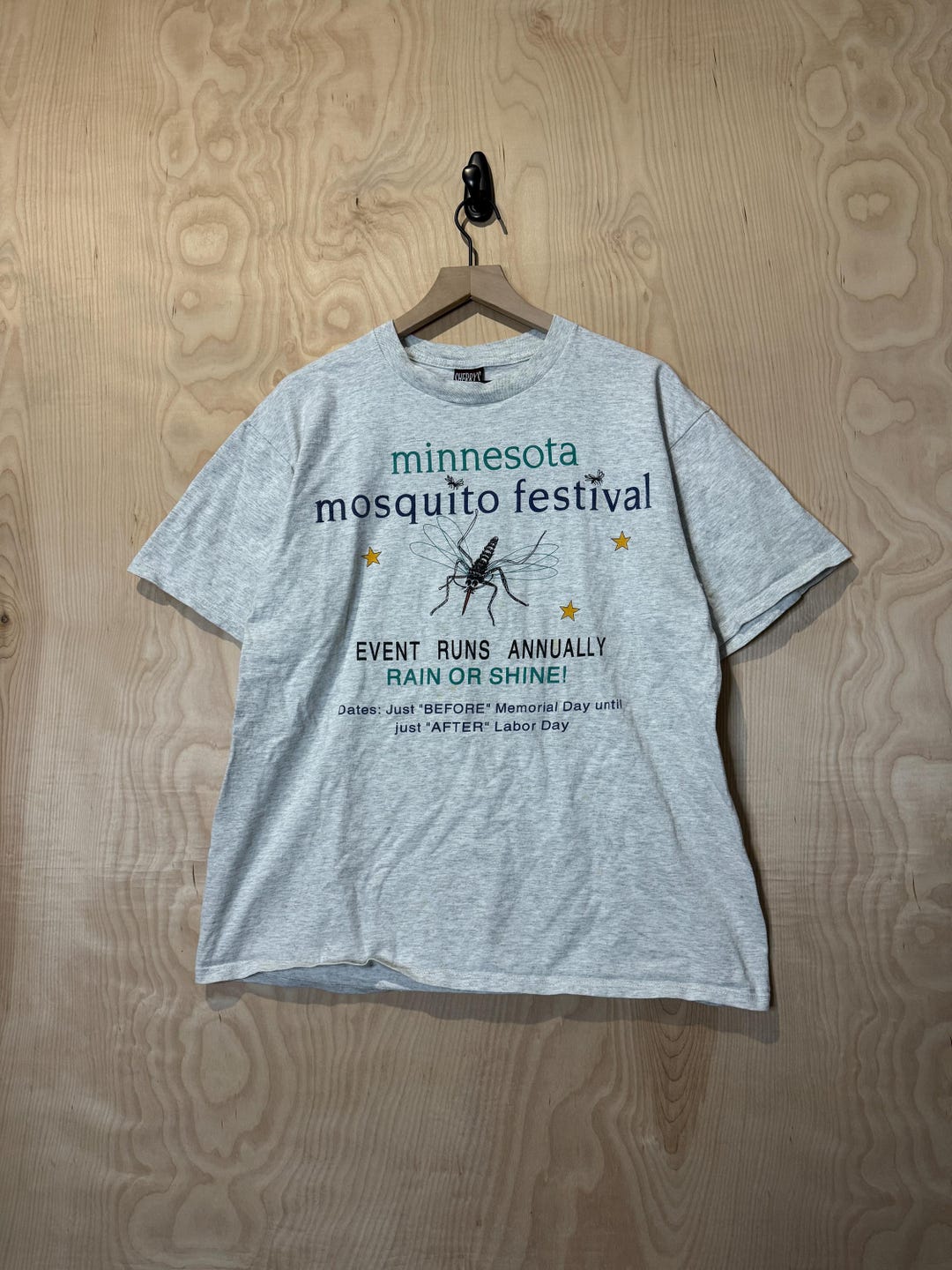 Vintage 90s Minnesota Mosquito Festival Double Sided Graphic Gray