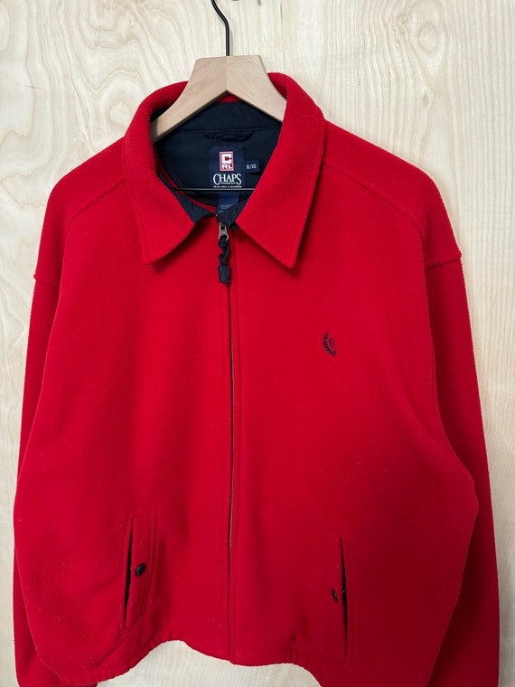 CHAPS POLO フィッシング ジャケット M Vintage Chaps Ralph Lauren Red Polyester Fleece Harrington