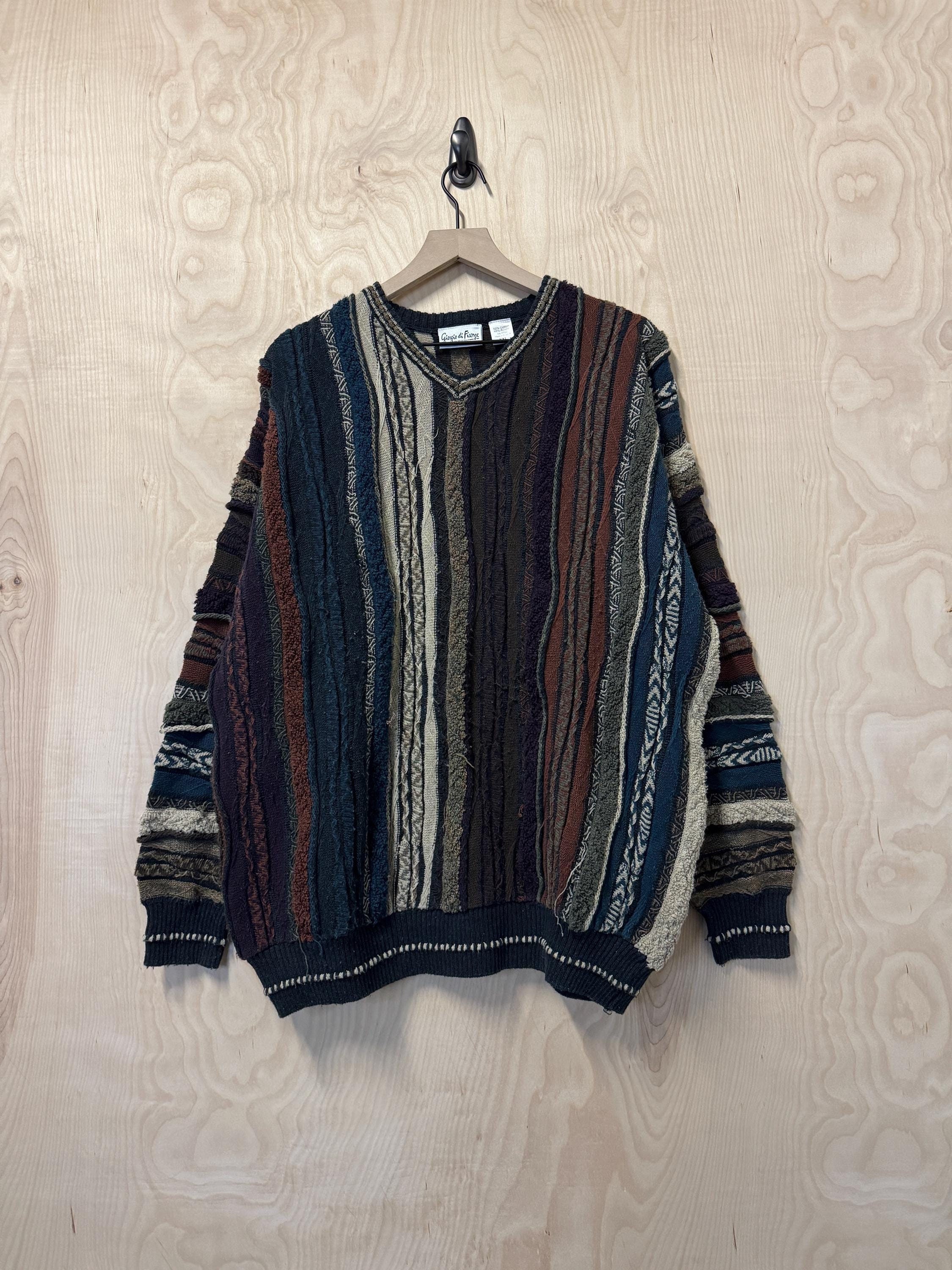 2025年新作 Vintage Giorgio Firenze 3D Stripe Coogi Style Multi Color V トップス