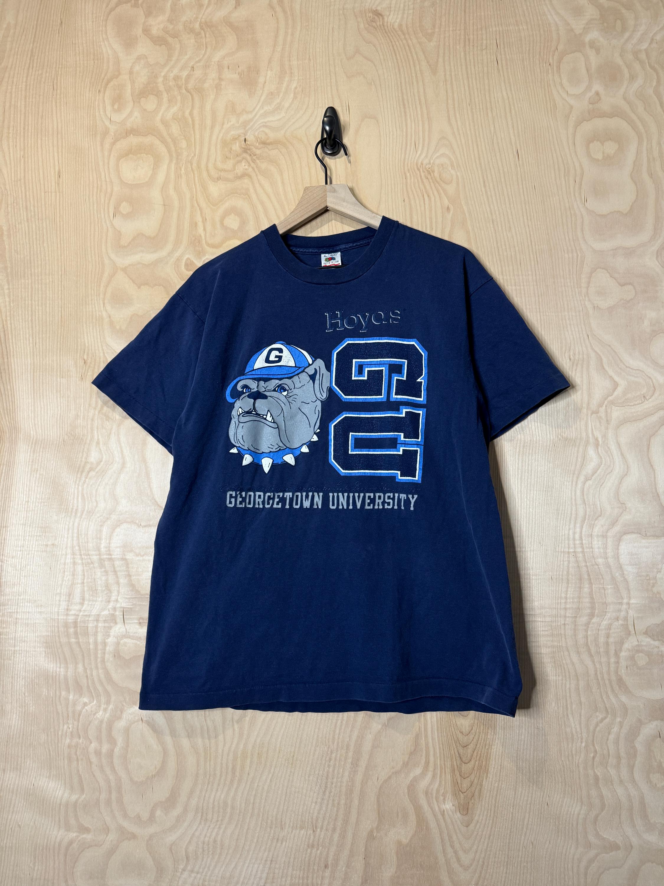 Vintage 90s Georgetown University Hoyas Graphic Navy Blue Cotton T