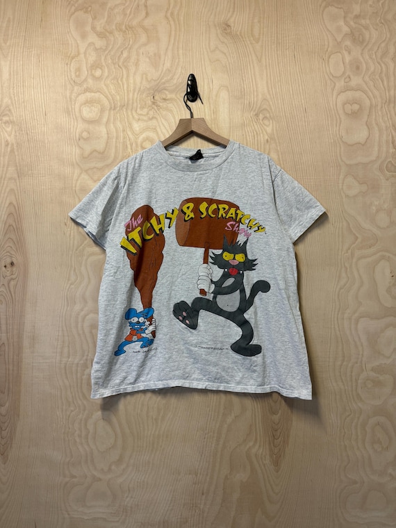 Vintage 90s the Itchy and Scratchy Show Simpsons Graphic Gray  