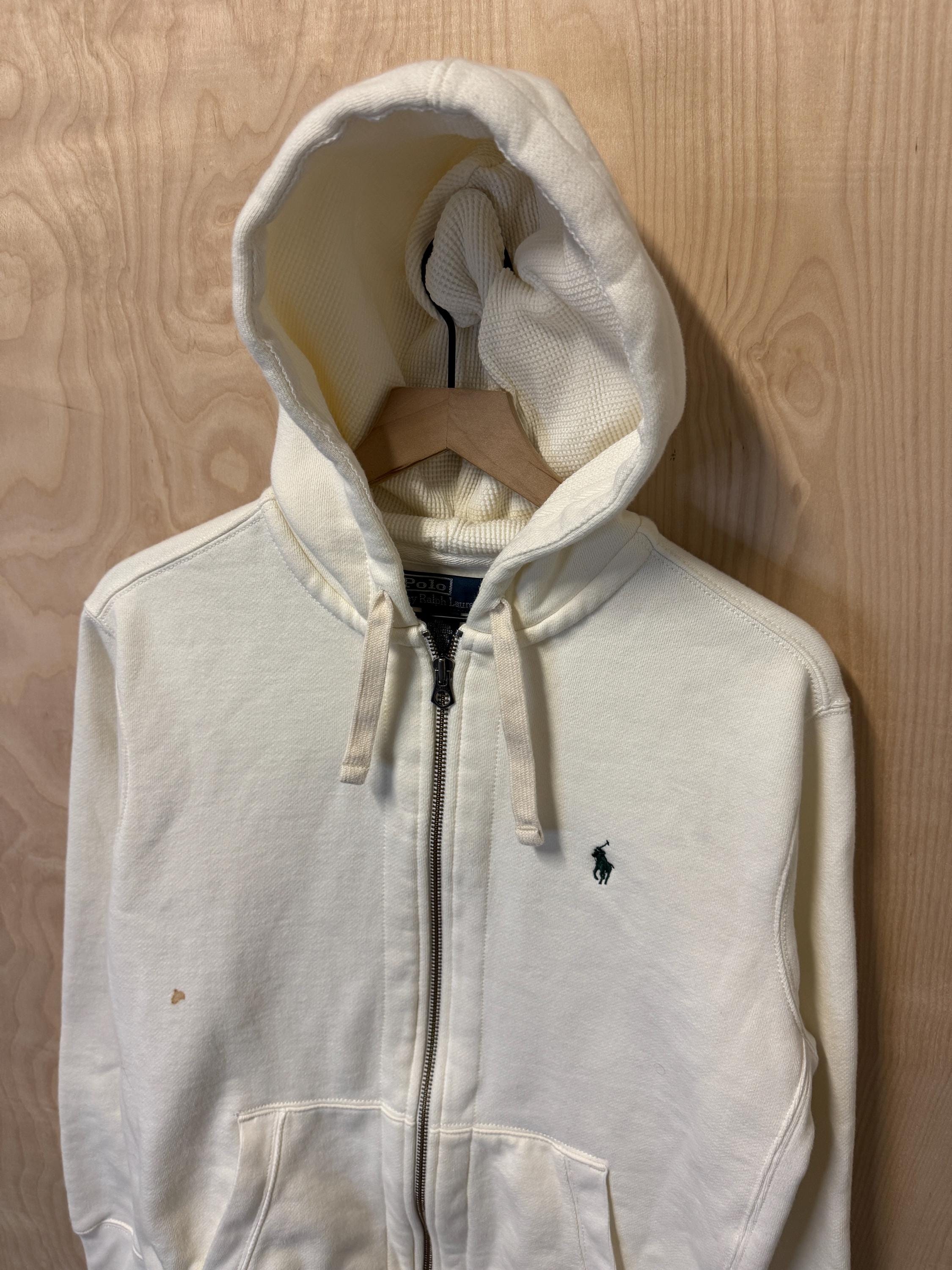 Vintage Y2K Polo Ralph Lauren White Zip up Hoodie Sweatshirt
