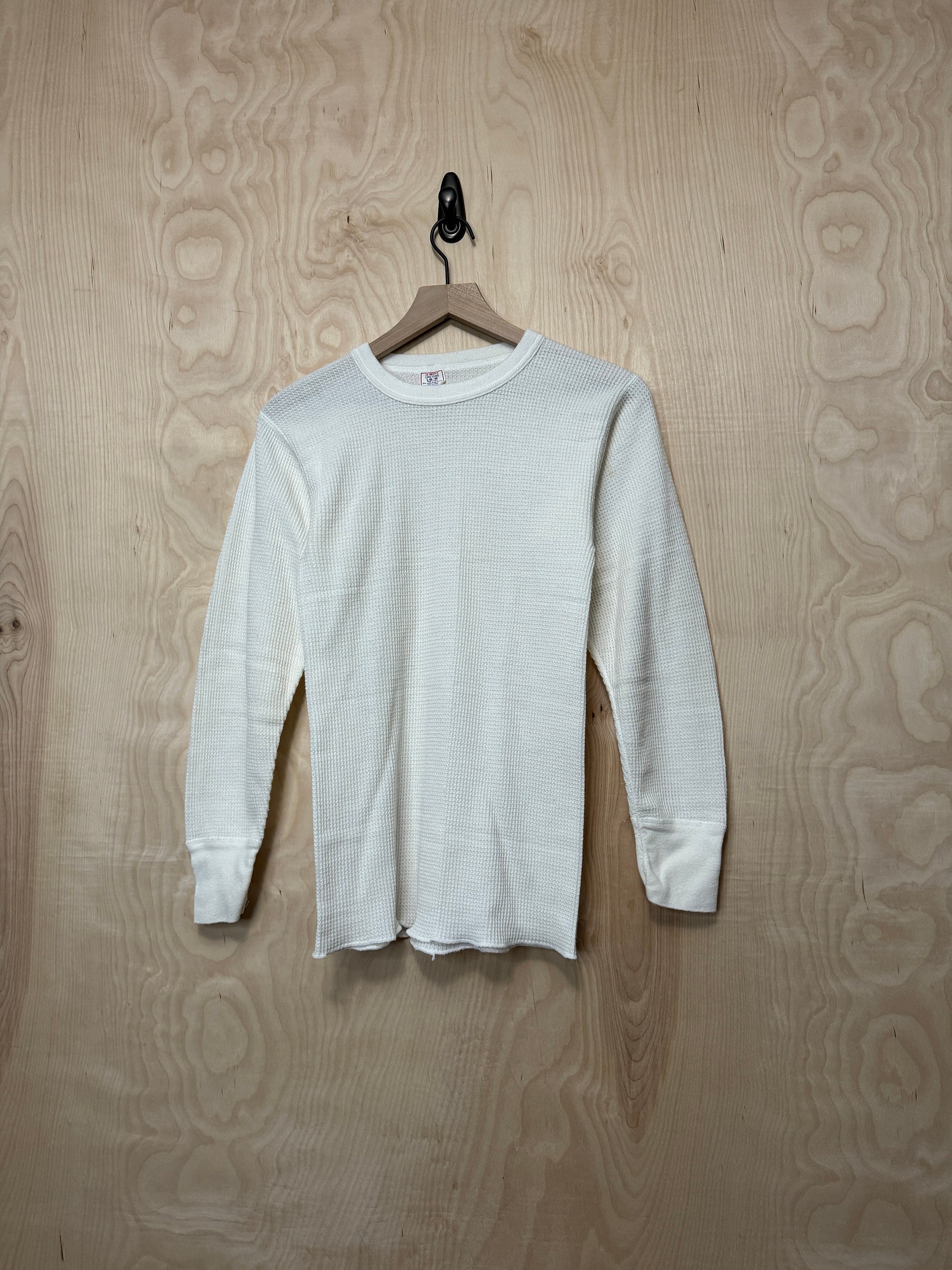 Vintage 70s J E Morgan White Waffle Thermal Long Sleeve T