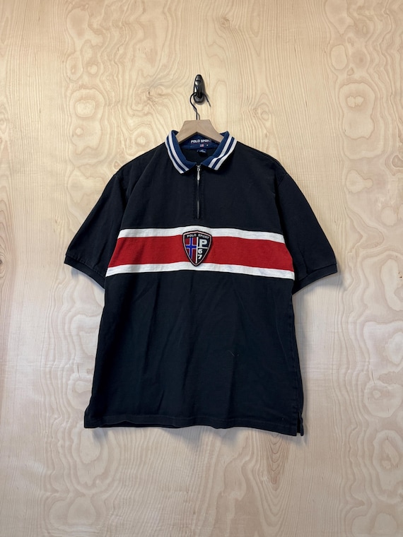 Vintage 90s Polo Sport Ralph Lauren Shield Black Multi Color