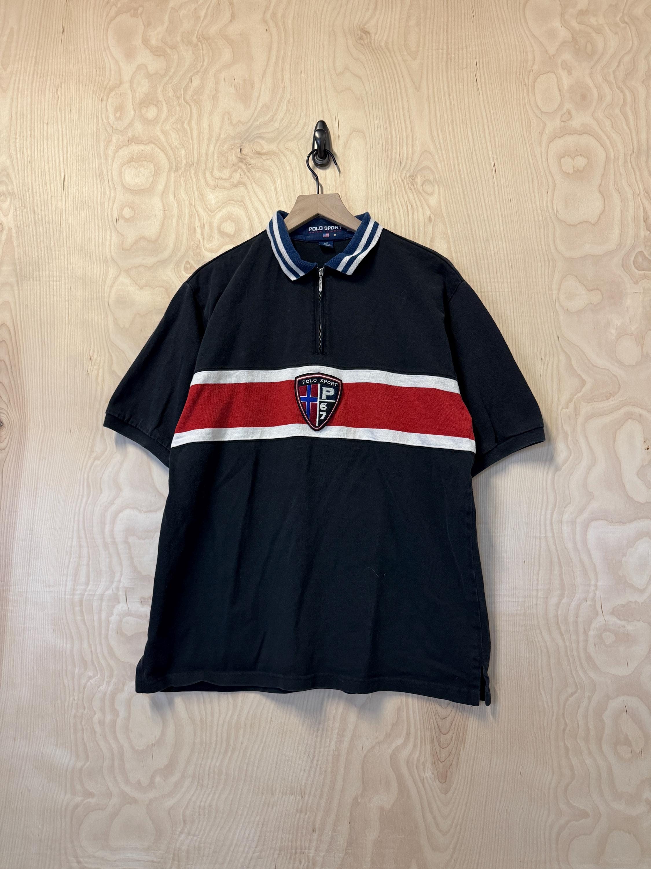 Vintage 90s Polo Sport Ralph Lauren Shield Black Multi Color