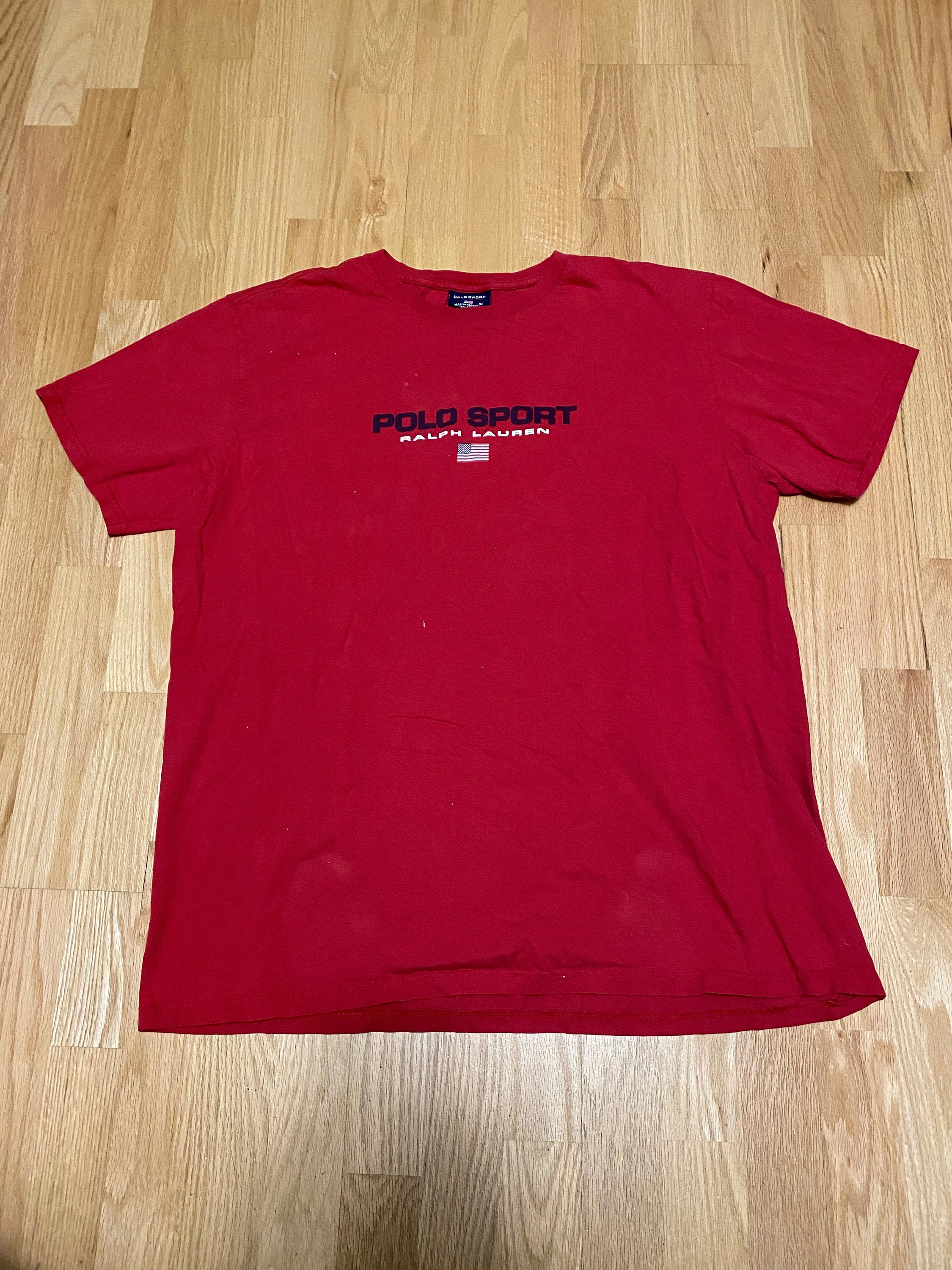 Vintage 90s Polo Sport Ralph Lauren Spell Out Red Short Sleeve