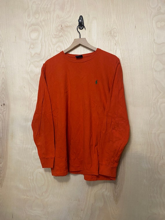 Vintage Polo Ralph Lauren Orange Cotton Long Slee… - image 1