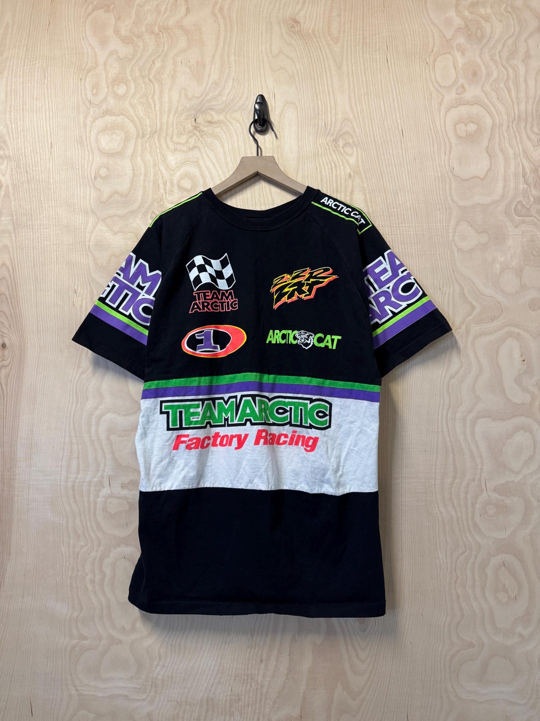 希少 90s TEAM ARCTIC CAT RACING VINTAGE T Vintage 90s Arctic Cat Team Arctic Factory Racing All Over