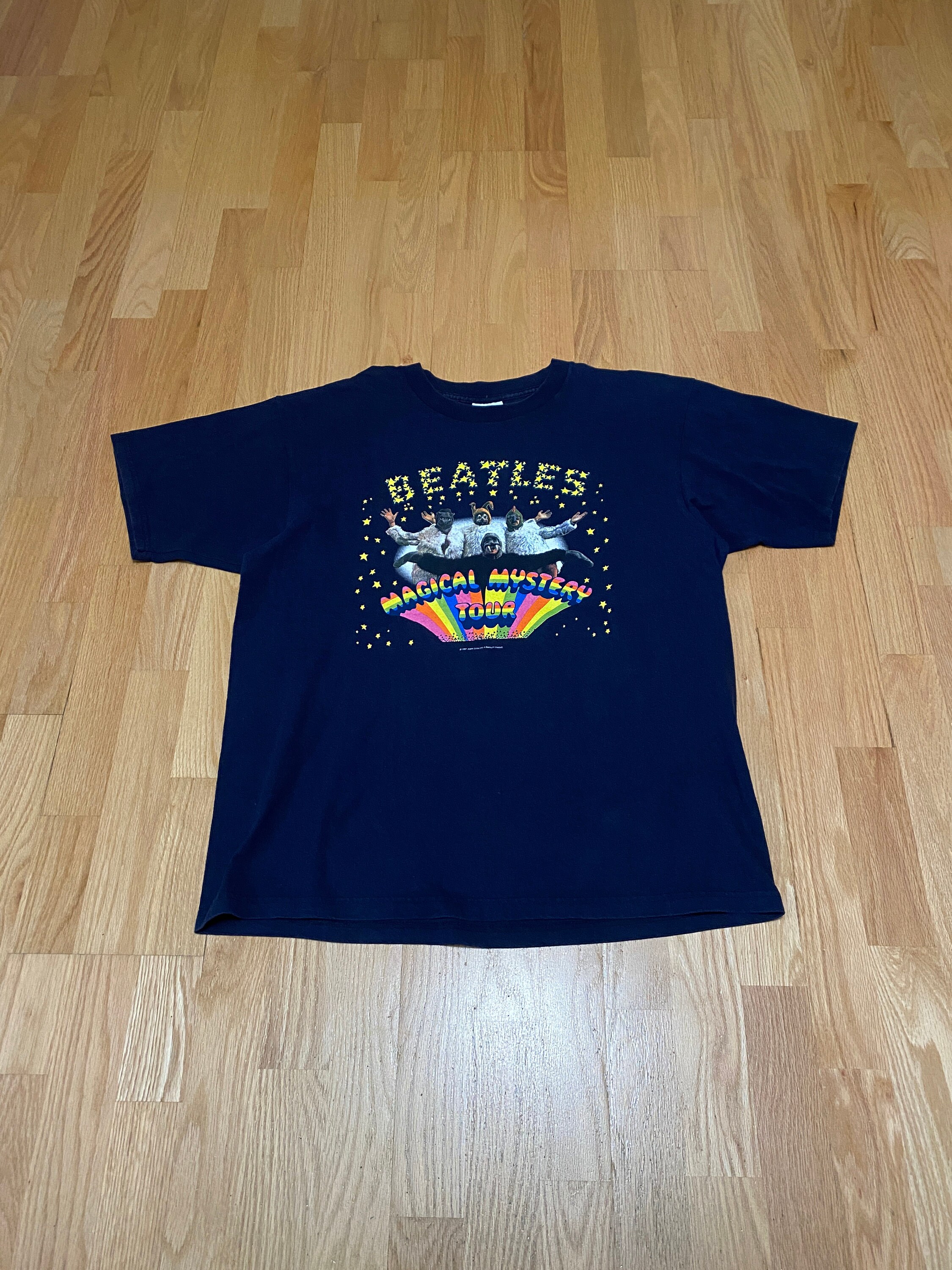 Vintage 90s the Beatles Magical Mystery Tour Double Sided Navy 