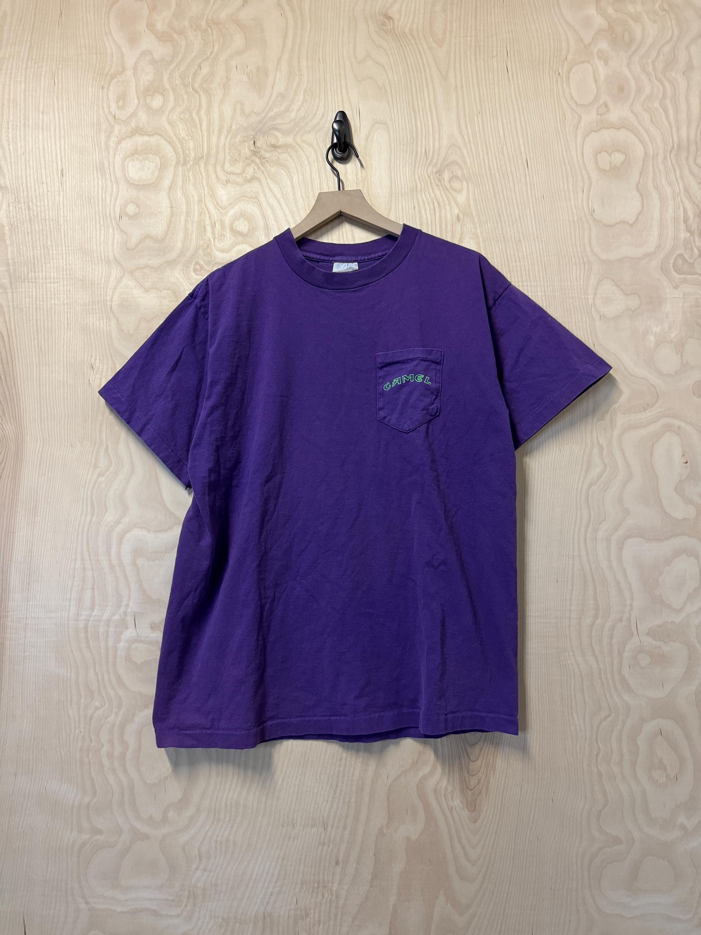 90s CAMEL ポケットTシャツ パープル ヴィンテージ ワンポイントロゴ