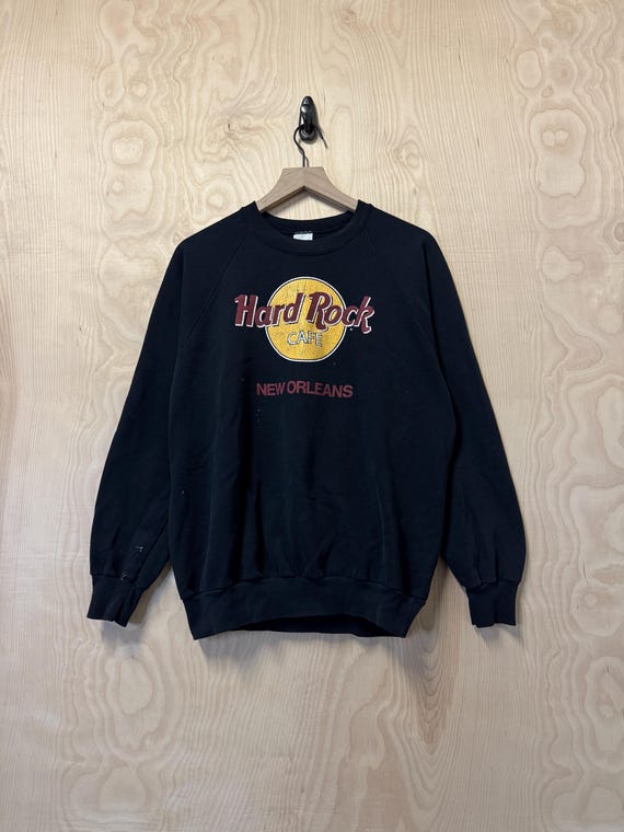 Vintage Hard Rock Cafe New Orleans Logo Graphic Black Crewneck Vintage Hard Rock Cafe New Orleans Logo Graphic Black Crewneck