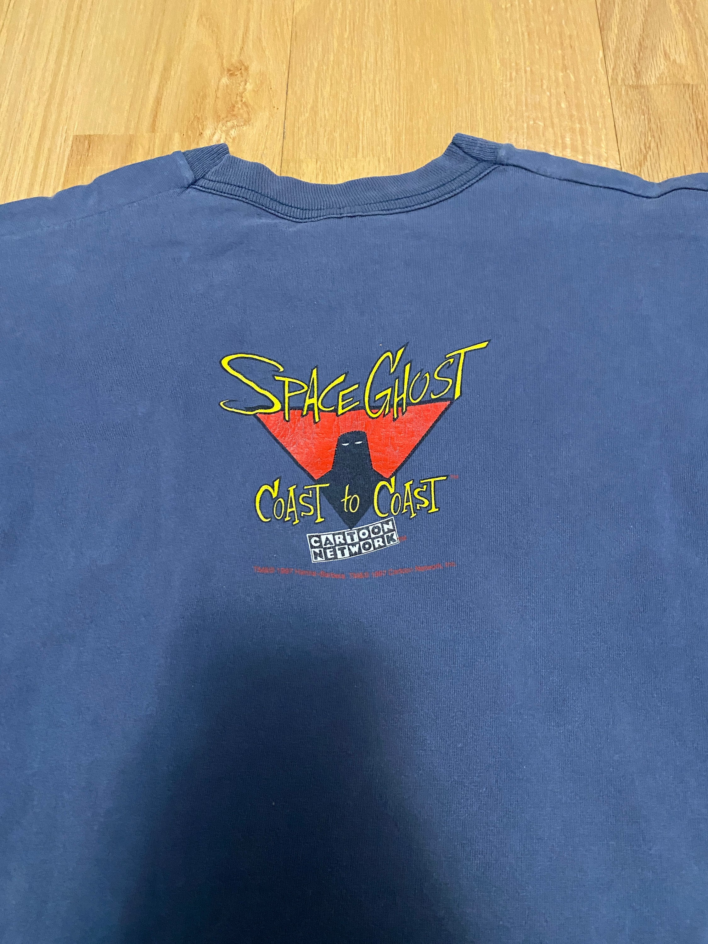 90s space ghost スペースゴースト アニメ tシャツ Vtg 90s Space Ghost T-shirt Blue L/XL Stanley Desantis Cartoon