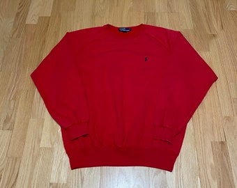 Vintage 90s Polo Ralph Lauren Red Crewneck Sweatshirt size XL