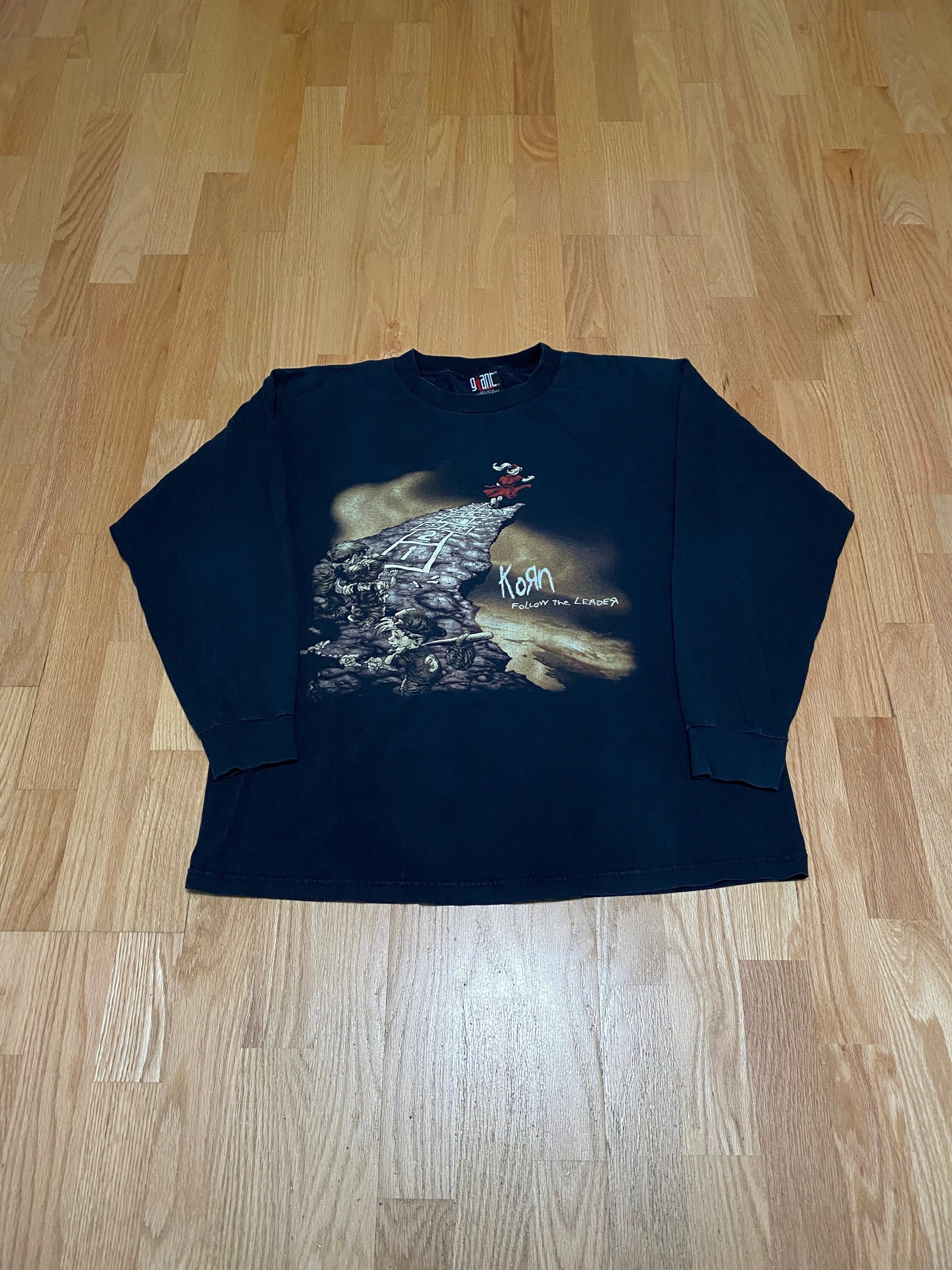 Vintage 90s Korn Follow the Leader Giant Black Cotton Long Vintage 90s Korn Follow the Leader Giant Black Cotton Long