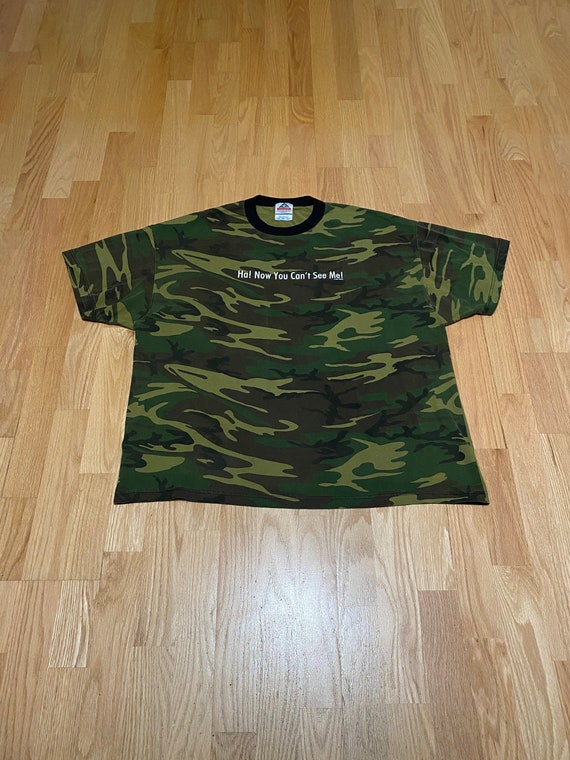 Vintage Y2K “Ha! Now You Can’t See Me!” Green Camo